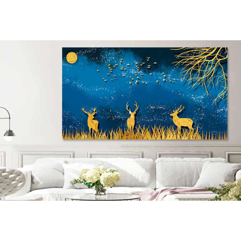 Tablou abstract albastru auriu