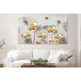 Tablou canvas flori aurii stil