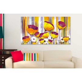 Tablou flori galben-auriu si bordo