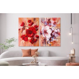 Tablouri arta moderna flori rosii si albe