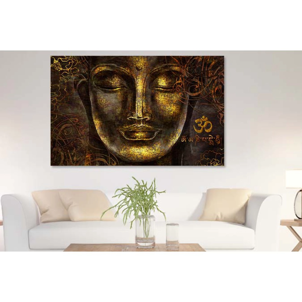 Tablou feng-shui auriu Budha om-aum