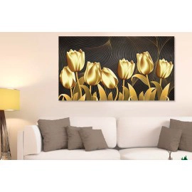 Tablou flori canvas lalele aurii